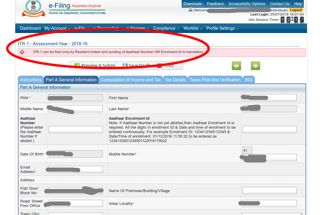 Aadhaar-ITR