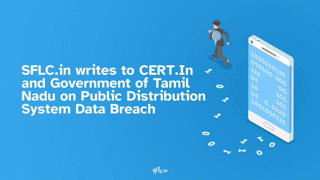 SFLC.in writes to CERT.In and Government of Tamil Nadu on Public Distribution System Data Breach